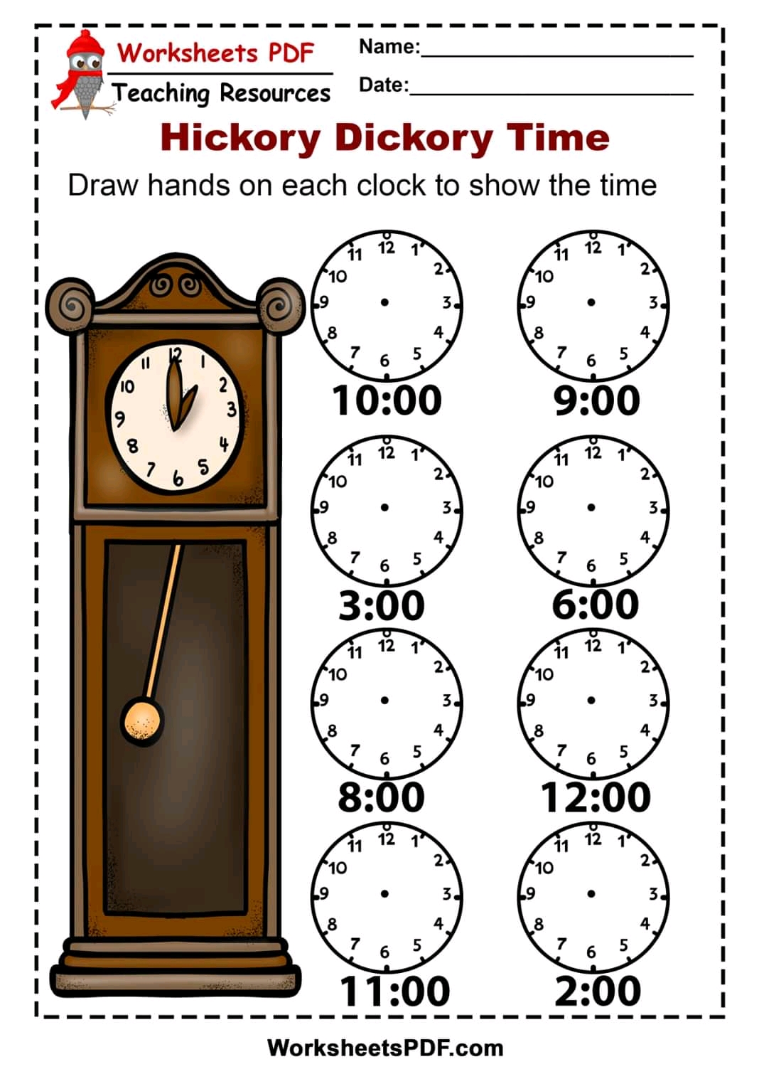 pdf worksheets telling the time