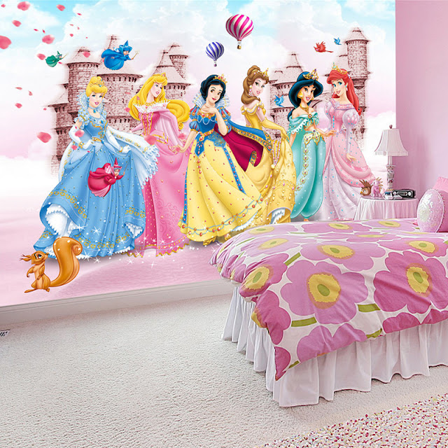 Disney princess wall mural Photo background wallpaper photography princesses cartoon murals 3d wall papers castle balloons