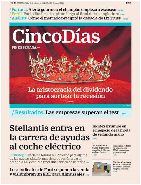 CINCODIAS   Portada  Fin de Semana Sábado y Domingo  22 y 23 de Octubre de 2022