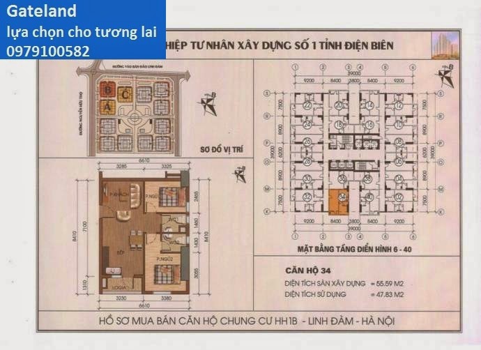 Thiết kế căn hộ chung cư HH1B Linh Đàm căn 04