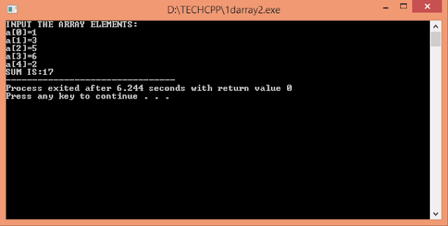C++ Program to perform the addition of elements of an array with output