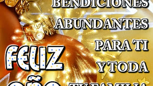 Tarjeta de Feliz Año Nuevo con bendiciones abundantes para tu familia