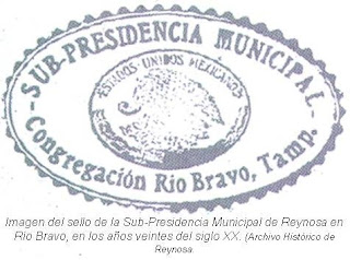 Sello Sub Presidencia Mpal Reynosa en Rio Bravo