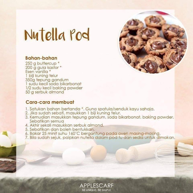 13 Resepi Biskut Raya Yang Sedap Dan Mudah, Kuih Nutella, Nutella Pod, Biskut Nutella, Resepi Biskut Nutella, Resepi Nutella Pod