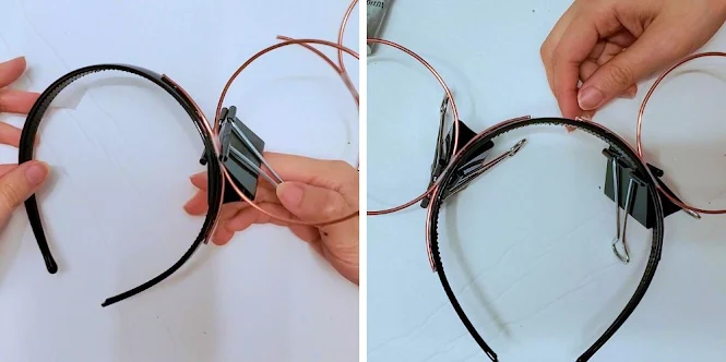 DIY Floral Crown Wire Minnie Mouse Ears Step 2 DIY Floral Crown Wire Minnie Mouse Ears Step 2