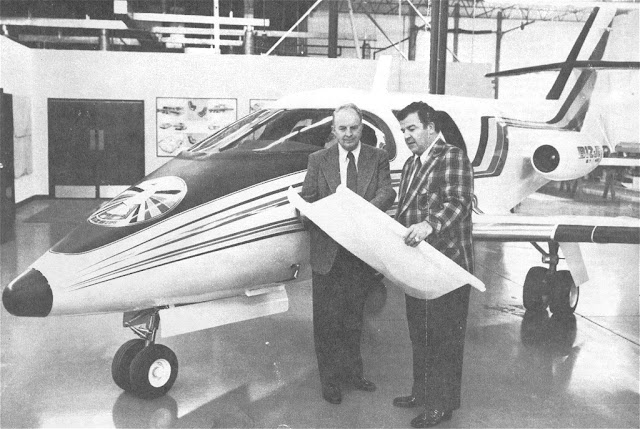 Emerson W. Stevens, Foxjet's chief engineer and Tony Fox with the Foxjet ST-600 mockup.