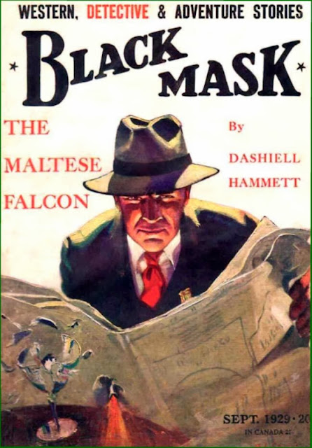 La portada de Black Mask con 'El halcón maltés' de Dashiell Hammett