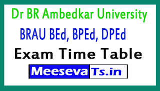 Dr BR Ambedkar University BEd, BPEd, DPEd Exam Time Table 2017