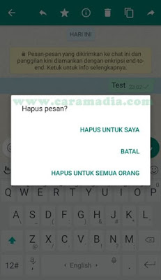 cara membatalkan / menarik pesan whatsapp yang salah kirim