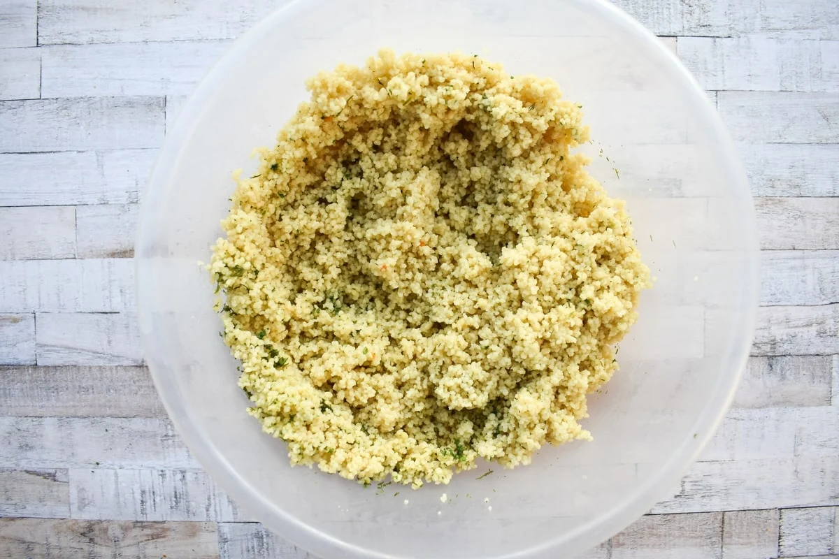 a large bowl of couscous.