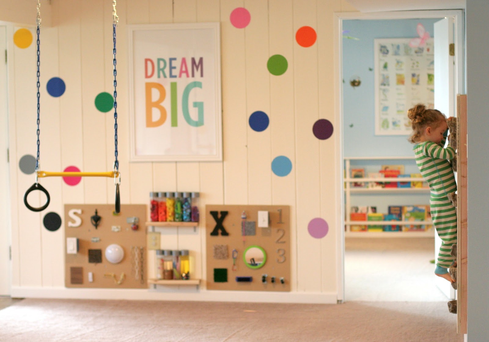 Playroom Design: DIY Playroom with Rock Wall from Fun at Home with Kids