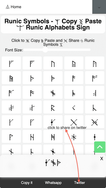 How to Share ᛨ Runic Symbols On Twitter?