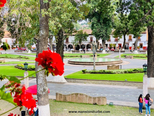 Panoramic View of Vasco de Quiroga Square from Hotel Mansion Iturbe in Patzcuaro