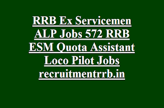 RRB Ex Servicemen ALP Jobs 572 RRB ESM Quota Assistant Loco Pilot Jobs recruitmentrrbin