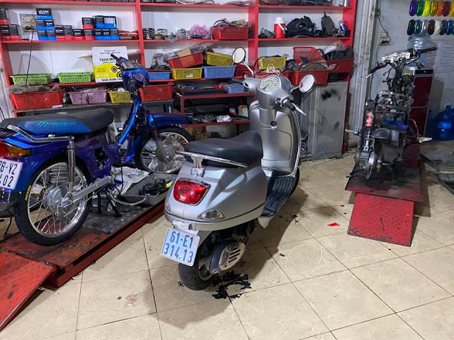 Mẫu sơn xe Vespa LX màu ghi bạc cực đẹp