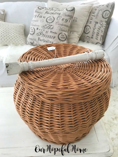 vintage baluster willow basket storage ottoman