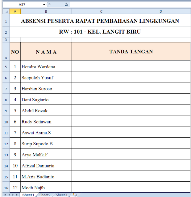 absensi peserta rapat