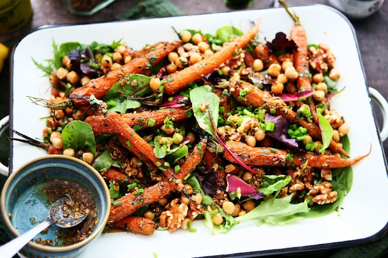 Carrot and Chickpea Salad with Honey Coriander Dressing