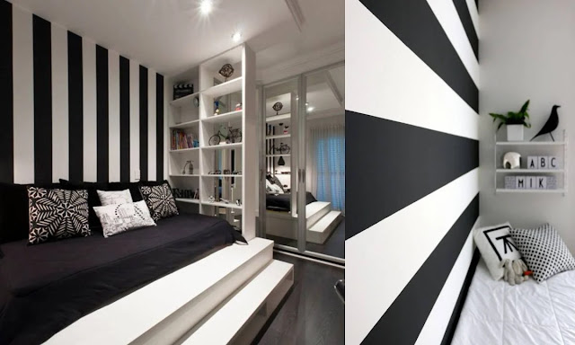 black and white stripe room paint