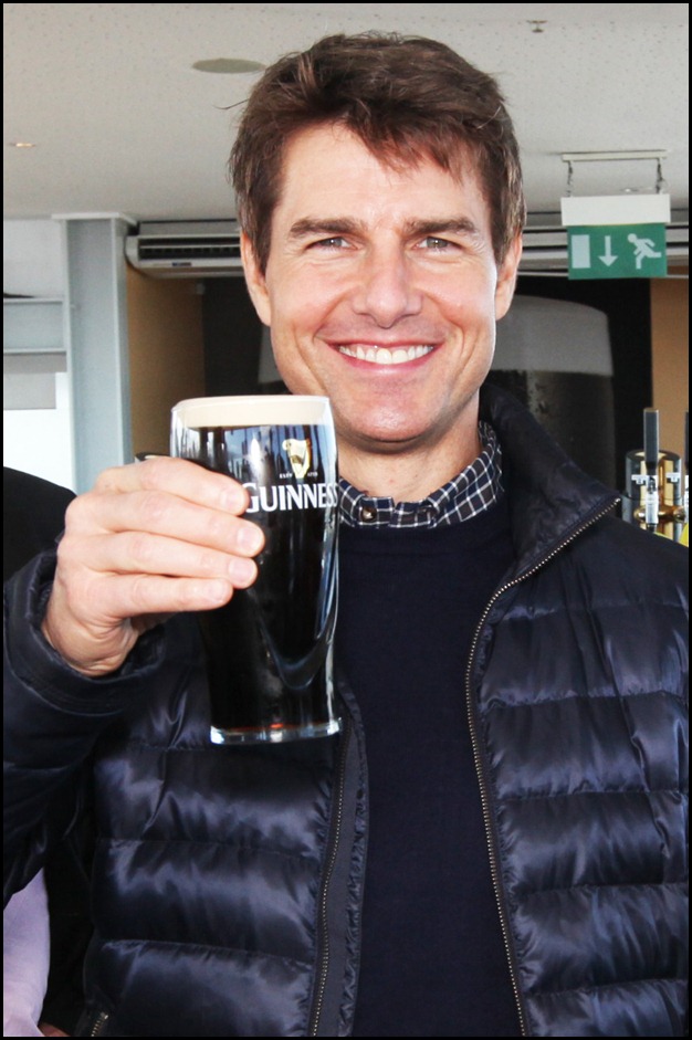 NO REPRO FEE Wednesday 3rd April: Pictured here today at Guinness Storehouse is Tom Cruise. Cruise was in Dublin as part of his worldwide tour for his new movie 'Oblivion' which premiers in Dublin's Savoy cinema this evening. He took the time out of his hectic schedule to see how Guinness is made, how to pour the perfect pint and do a 'windows tour of the city' from the Gravity Bar. He even took the opportunity to start his own brew, which will be specially shipped over to him once the brewing process has been completed. Photo: Leon Farrell/ Photocall Ireland.