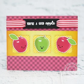Sunny Studio Stamps: Fruit Cocktail Window Trio Dies Fancy Frame Dies Good Apple Card by Lexa Levana