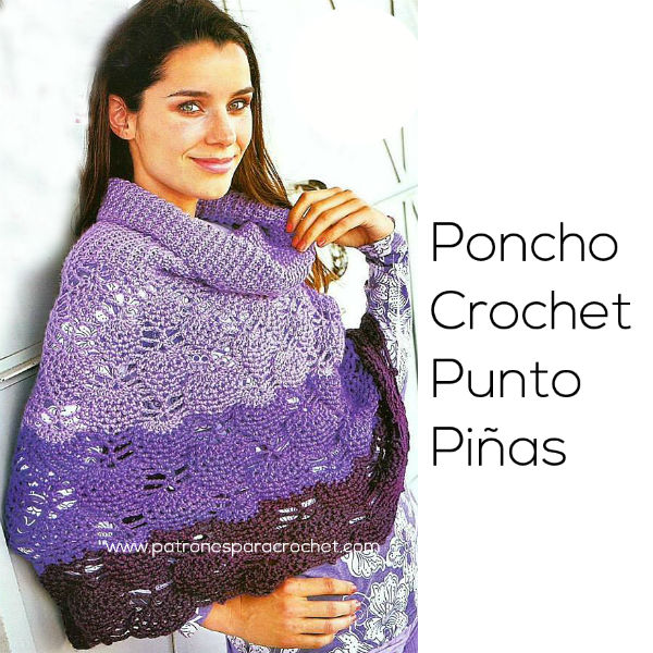 Poncho Crochet con motivo de piñas