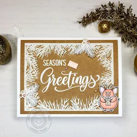 Sunny Studio Stamps: Season's Greetings Hogs & Kisses Christmas Garland Frame Dies Christmas Card by Candice Fisher
