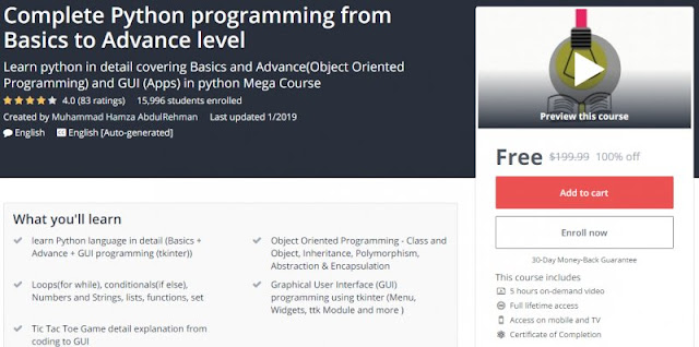 [100% Off] Complete Python programming from Basics to Advance level| Worth 199,99$