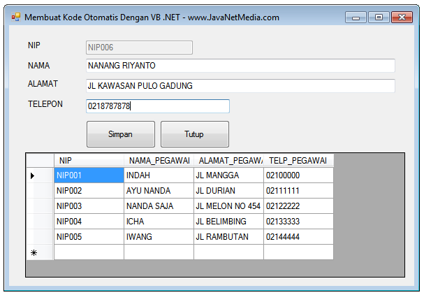 VB .NET - Cara Membuat Kode Otomatis Di VB .NET  JNM 