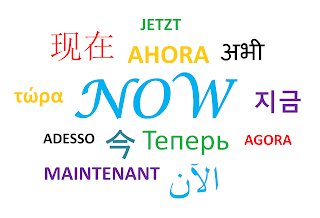 imagem da palavra "agora" em vários idiomas