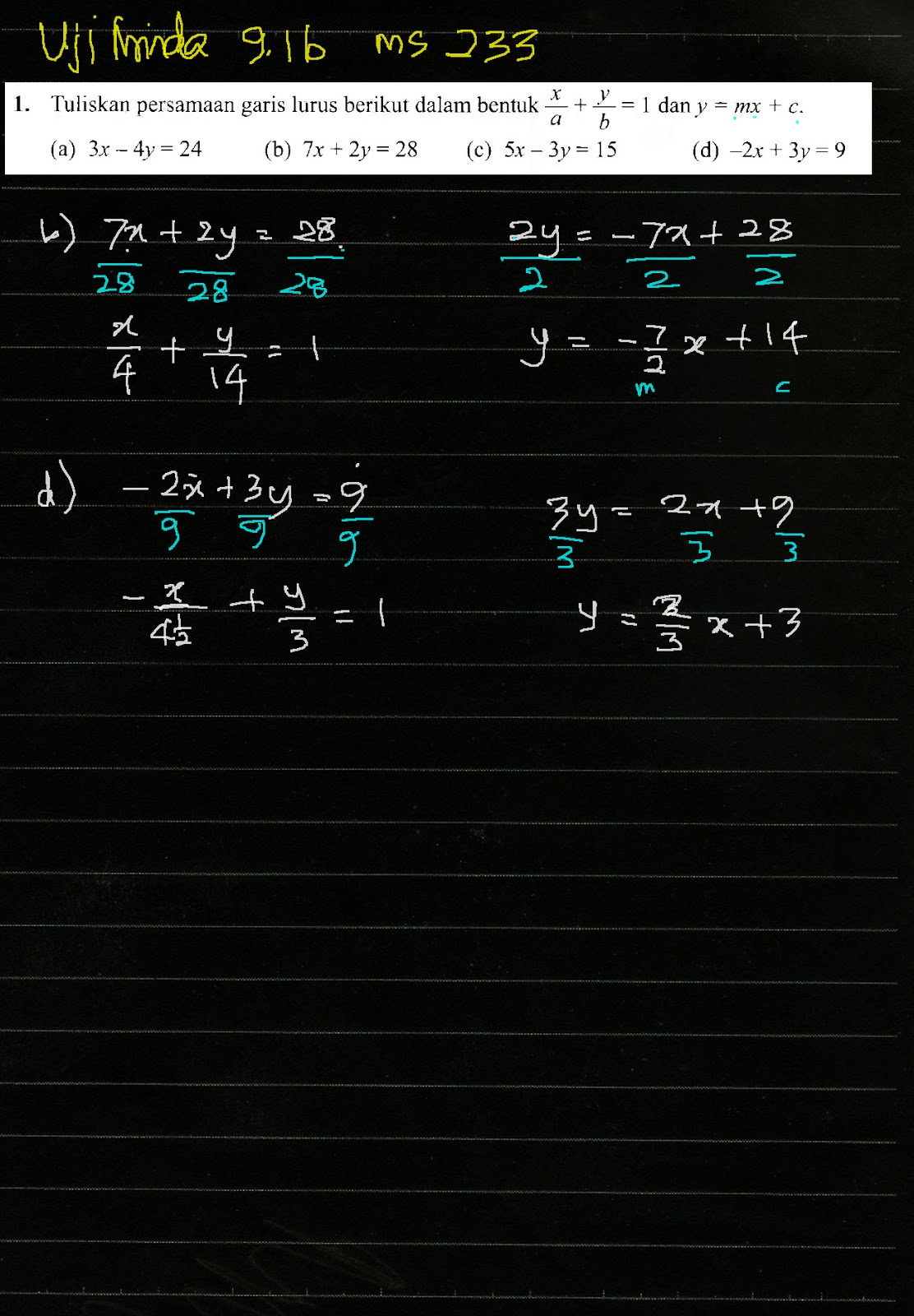 Bab 9 Garis Lurus Tingkatan 3 Matematik Uji Minda 9 1b