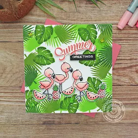 Sunny Studio Stamps: Radiant Plumeria Fabulous Flamingos Summer Themed Card by Vanessa Menhorn
