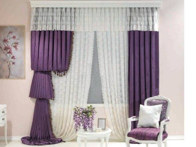 purple and white curtains- purple curtain designs for living room