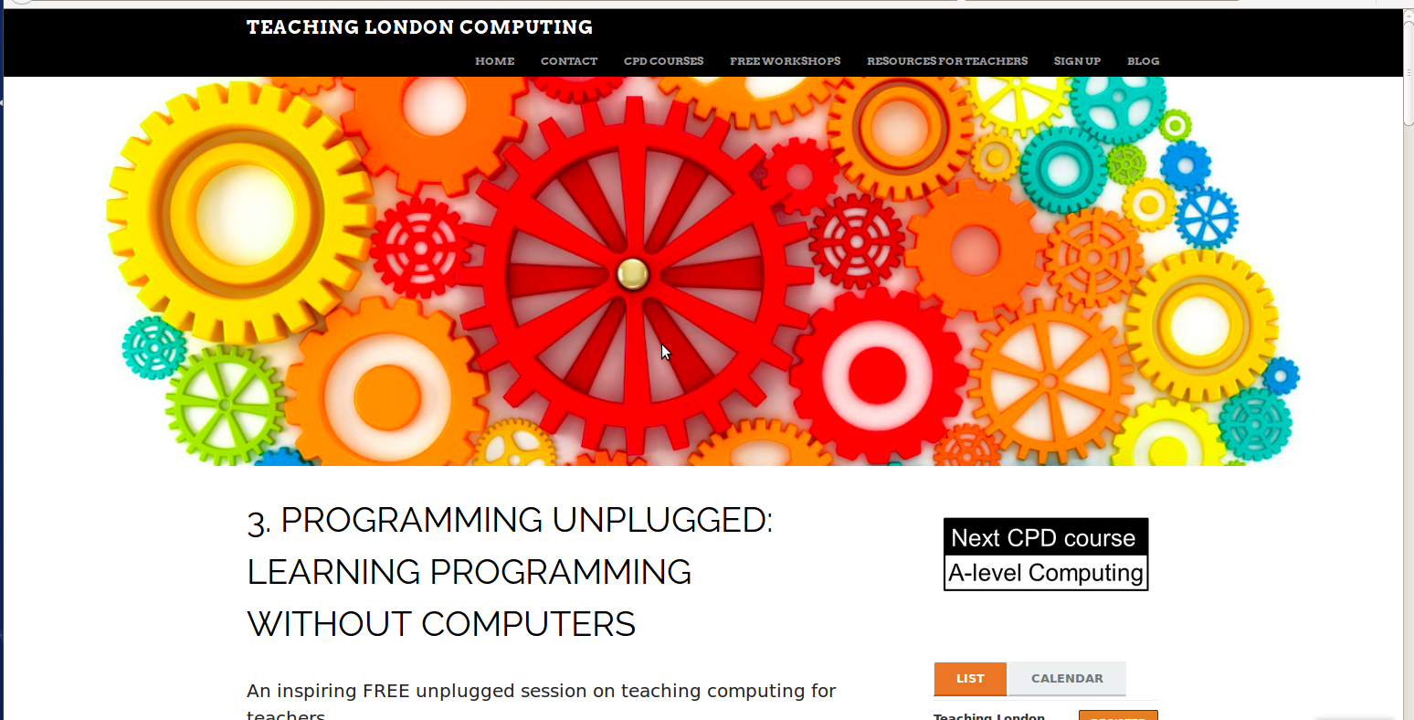 http://teachinglondoncomputing.org/free-workshops/programming-unplugged-programming-without-computers/