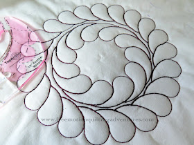 Free Motion Quilting with rulers Feather Wreath