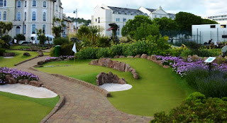 The Dinosaur Adventure Golf course at The Den on Teignmouth Sea Front in Devon