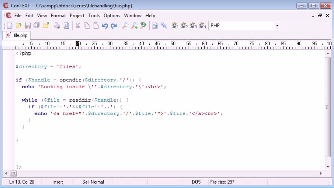 File Handling Listing files in php