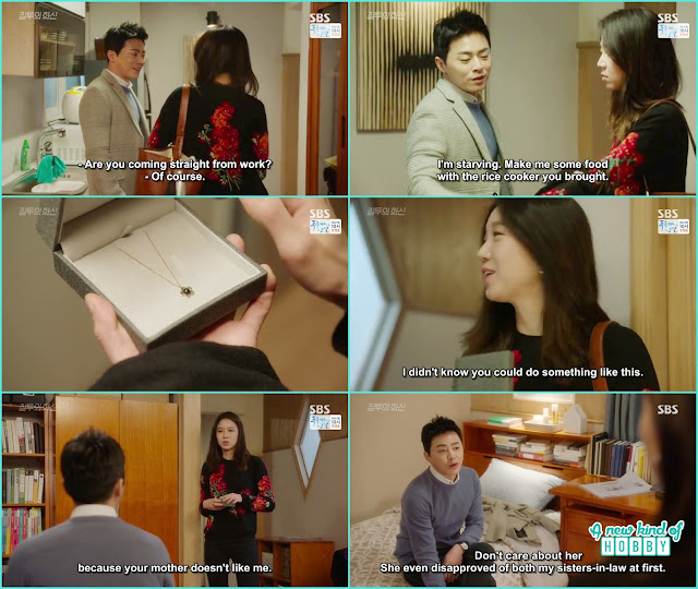 hwa shin gave na ri a beautiful necklace but she was worried about hwa shin mother didn't like her  - Jealousy Incarnate - Episode 24 Finale (Eng sub) 