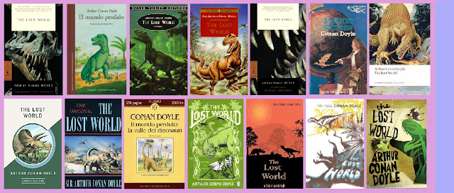 portadas de la novela clásica de aventuras y ciencia ficción El mundo perdido, de Arthur Conan Doyle