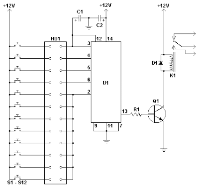 Digital Keypad Combination Lock Circuit