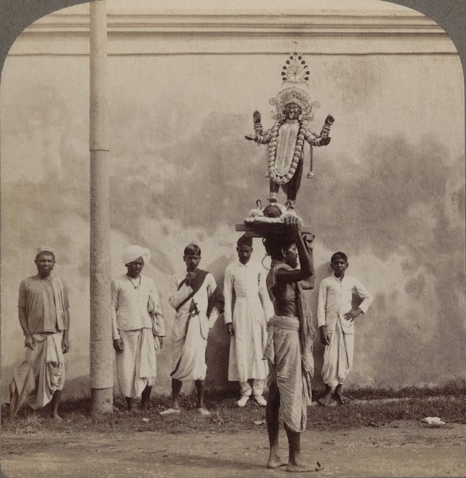 Hindu Goddess Kali Puja [Shyama Puja or Mahanisha Puja], Kolkata (Calcutta), West Bengal, India | Rare & Old Vintage Photos (1903)