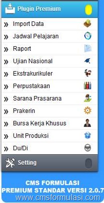 Menu admin panel CMS Formulasi 