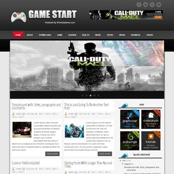 Game Start blogger template. download games news template for blogger