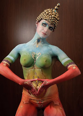Airbrush Body Paint Design Budha on Girl