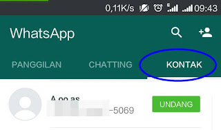 Disini akan di tunjukan kontak mana saja yang bisa di ajak ngobrol dengan WA ataupun yang mesti di undang dahulu
