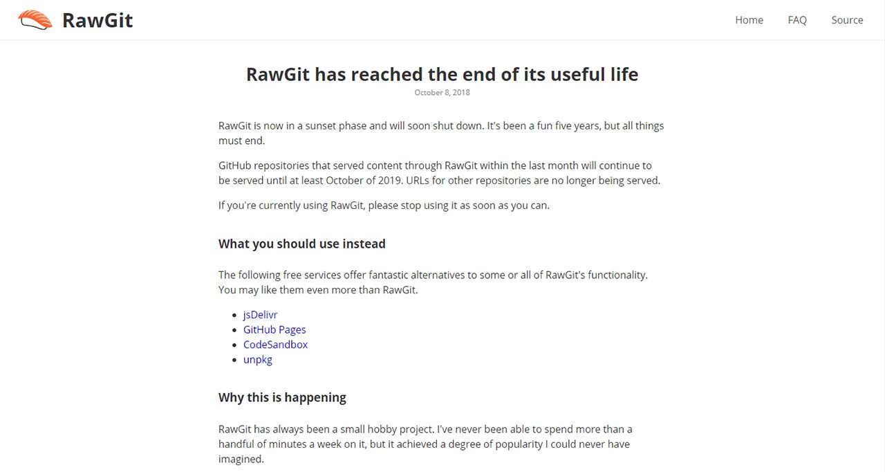 RawGit Akan Segera Ditutup, Segera Migrasi Ke Layanan Lainnya