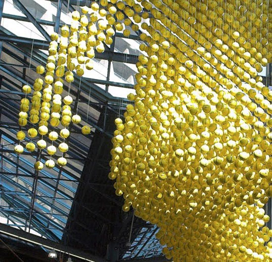 Ballman - World Cup sculpture using 3000 footballs