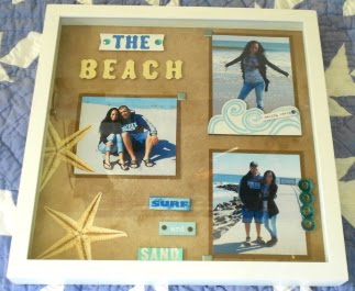 Beach Theme - Framed Scrapbooking Shadow Box Layout Idea