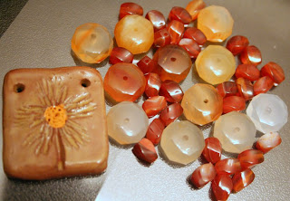 Carnelian chips & beads (and a ceramic tile) :: All Pretty Things