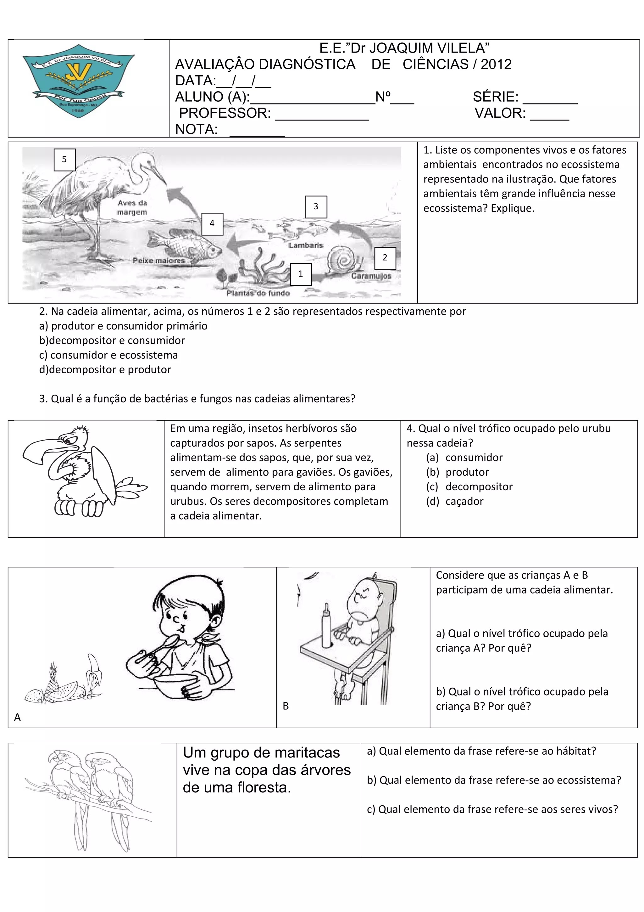 prova sobre ecossistemas